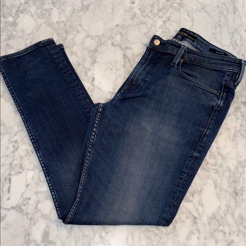 MENS GUESS SLIM TAPERED DENIM JEANS 36